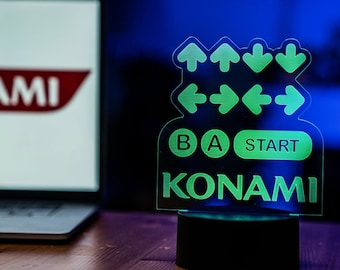 Konami Code LED Light – Gamer Desk Lamp, Gaming Decor