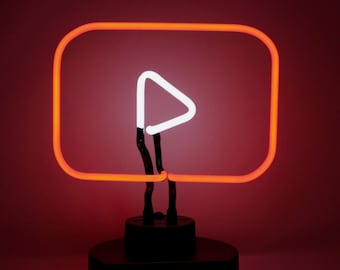 YouTube Neon Light - Hand Bent Glass Neon Light - Real Neon Desk Lamp - Gaming Decor Gift for Gamers, Influencers and Content Creators