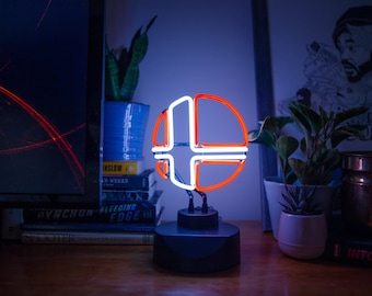 Smash Bros Neon Light – Hand Bent Glass, Gamer Desk Lamp