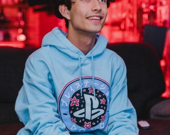 Light Blue PS Japanese Circle Hoodie – Gamer Pullover