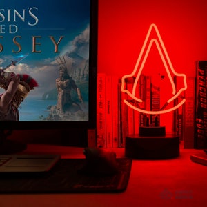 AC Logo Neon Light - Hand Bent Glass Neon Light - Real Neon Desk Lamp - Great Gift for Gamers - AC Logo Neon