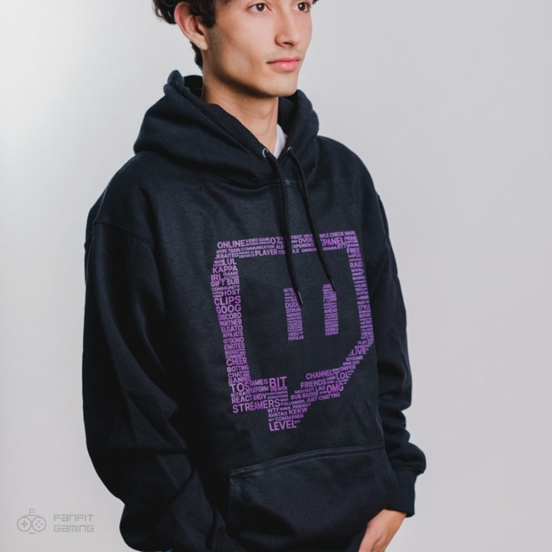 Black Twitch Collage Logo Hoodie - Organic Cotton Unisex Fit - Etsy