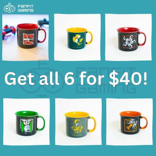 Rainbow Six Coffee Mug Bundle - 16oz Ceramic Mug - Microwave and Dishwasher Safe Mug for Gamers -Six Siege Coffee Mug Bundle- Get all 6pcs