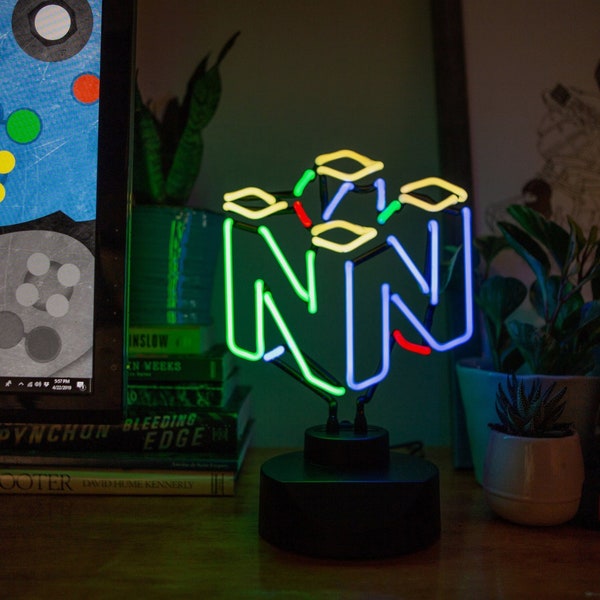 N64 Neon Light - Hand Bent Glass Neon Light - Real Neon Desk Lamp - Gaming Decor Gift for Gamers - Retro Gaming Neon Light - N64 Light