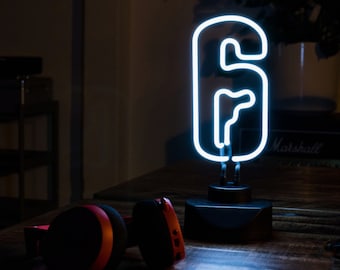 Luce al neon Six Siege - Luce al neon in vetro piegato a mano - Lampada da scrivania al neon reale - Regalo di decorazioni da gioco per i giocatori - Luce al neon Rainbow Six Siege