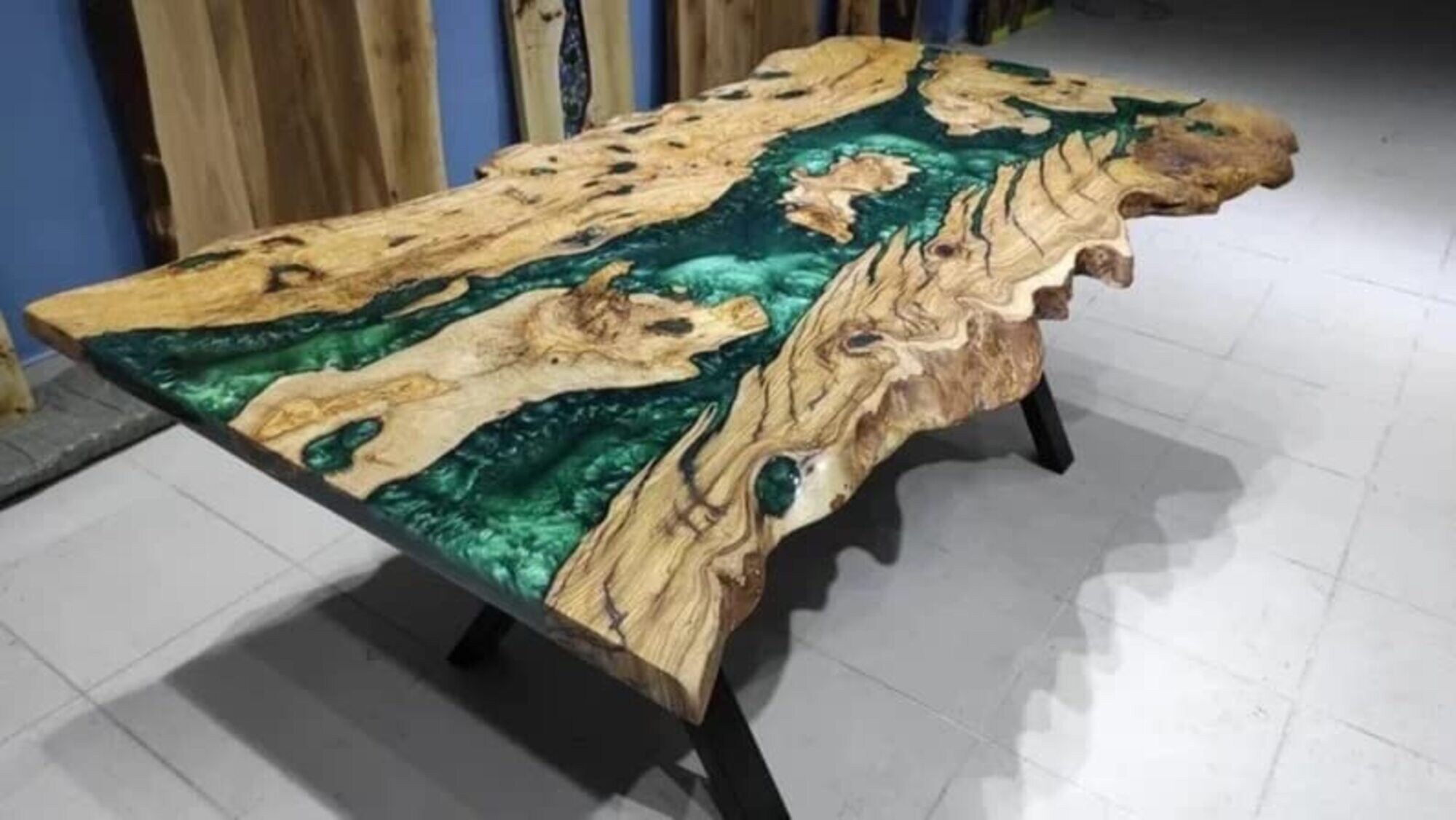  Customized Large Epoxy Table, Blue River Look Resin Dining  Table for 2, 4, 6, 8, Epoxy Coffee Table Living Room Table, Home Decor  (16.5 Inches Tall, 36 x 24 Inches) : Home & Kitchen