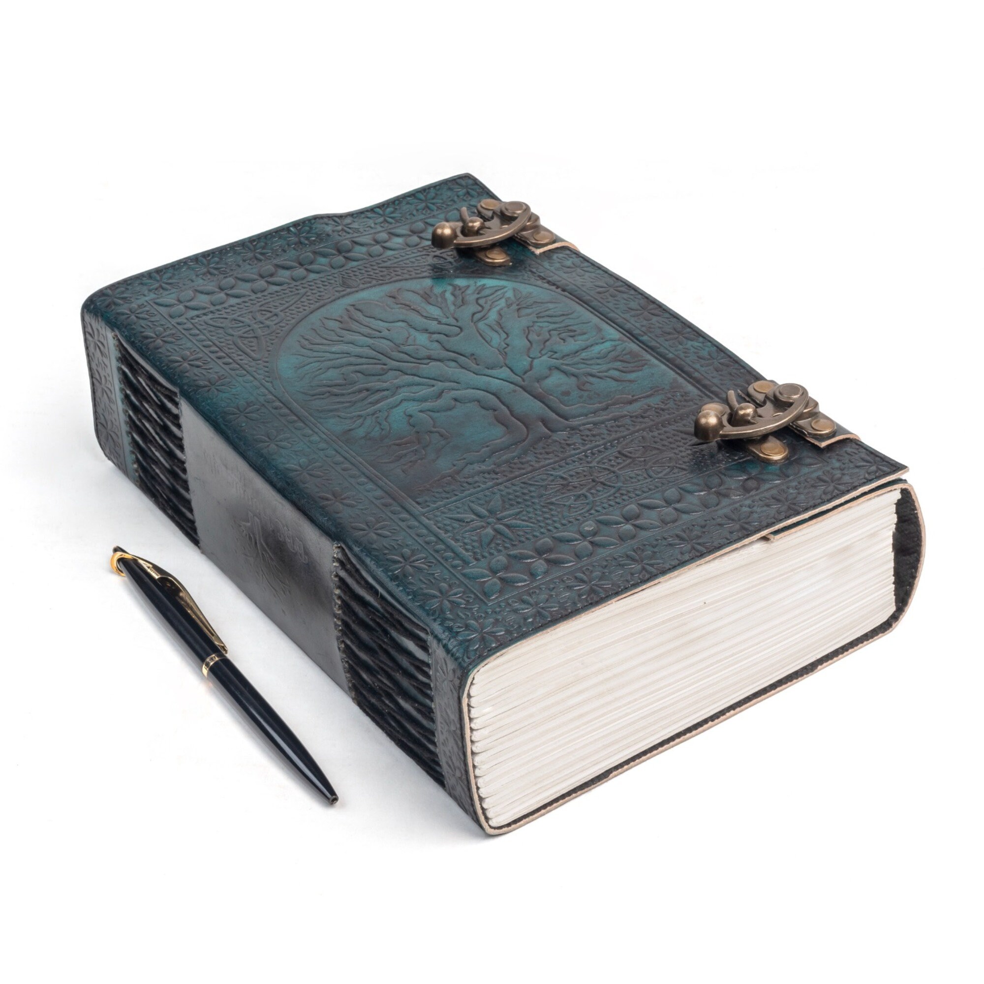 Leather Bound Sketchbook Embossed Journal OM Symbol Leather Blank Book  Handmade Travel Notebook 