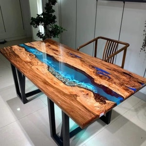 Personalized Large EPOXY Table, Resin Dining Table for 2, 4, 6, 8 River Dining Table, Wood Epoxy Coffee Table Top, Living Room Table