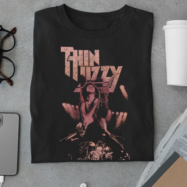 Dun Lizzy Band-shirt| Thin Lizzy Band Tour Merch Concert Outfit Hoofdzanger Borderline Irish Rock Band Unisex Jersey T-shirt met korte mouwen
