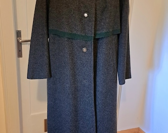 Anthracite traditional loden coat made of 100% virgin wool with silver metal buttons