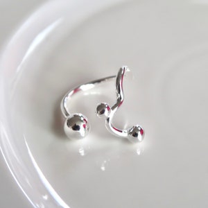 drip ring - statement ring | 925 sterling silver adjustable open ring | gift for her | unique | silver ball design irregular ring