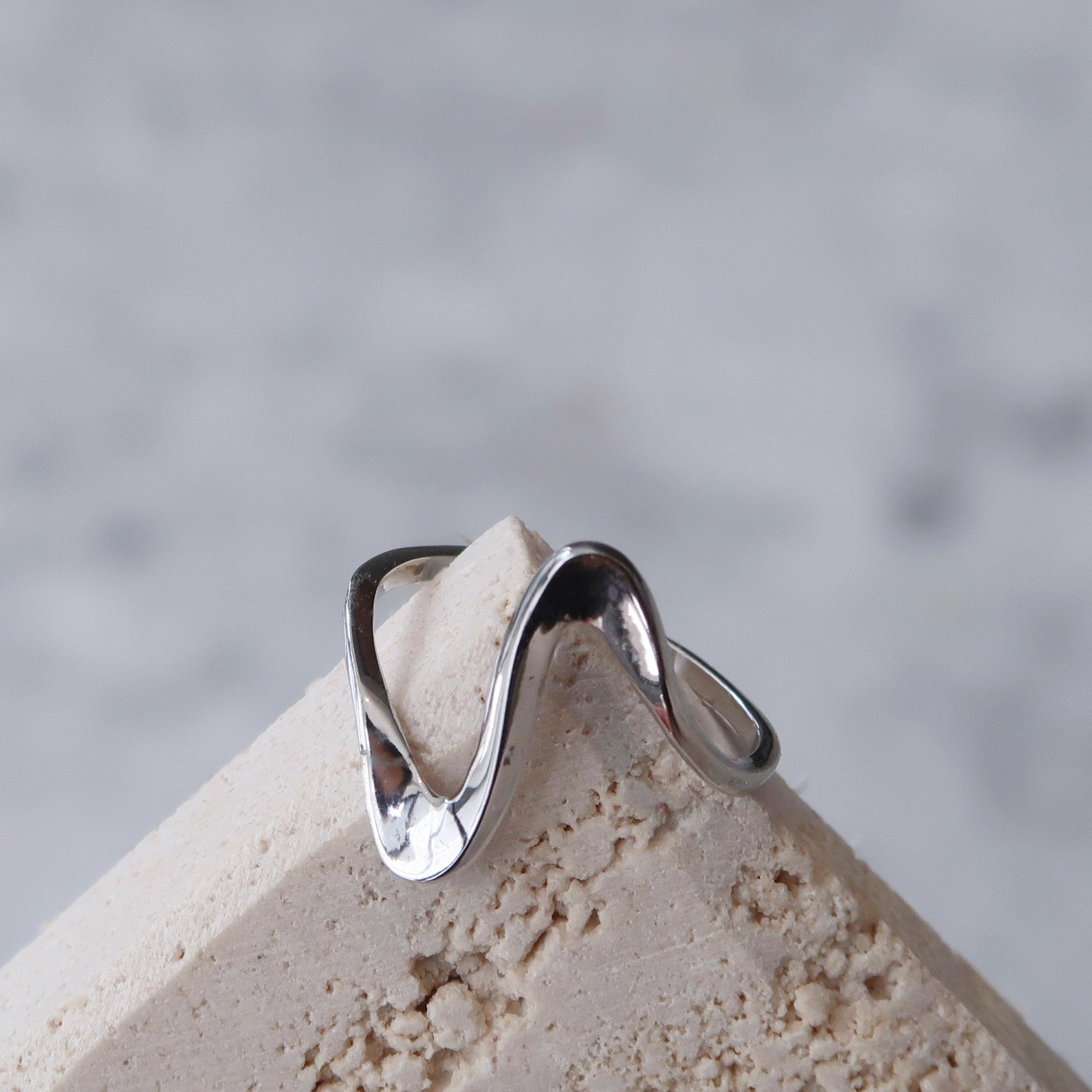 Sterling Silver Ocean Wave Ring – Adjustable Stacking Band - Etsy