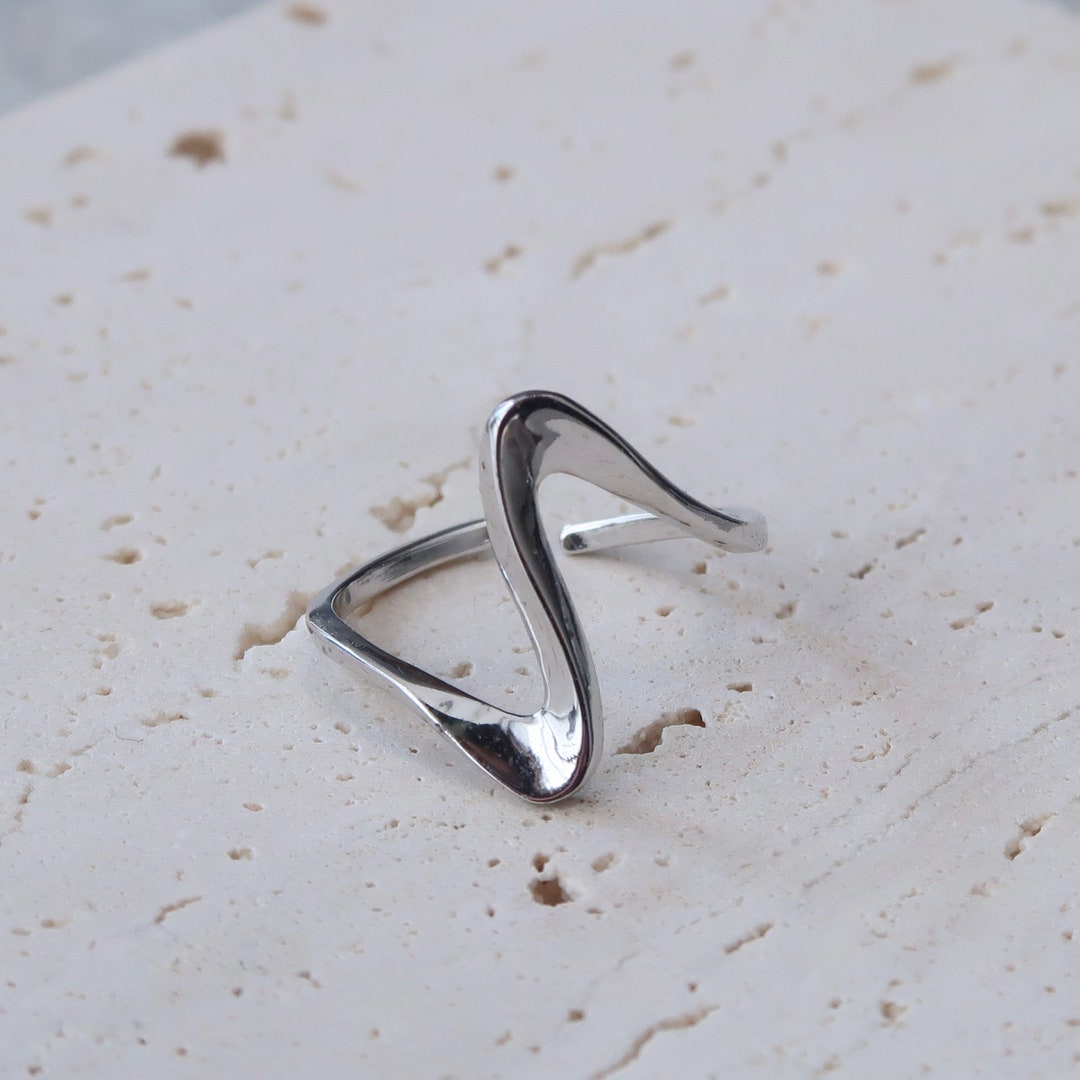 Silver Stackable Rings Ocean Sterling Silver Ocean Wave Ring – Adjustable Stacking Band - Etsy