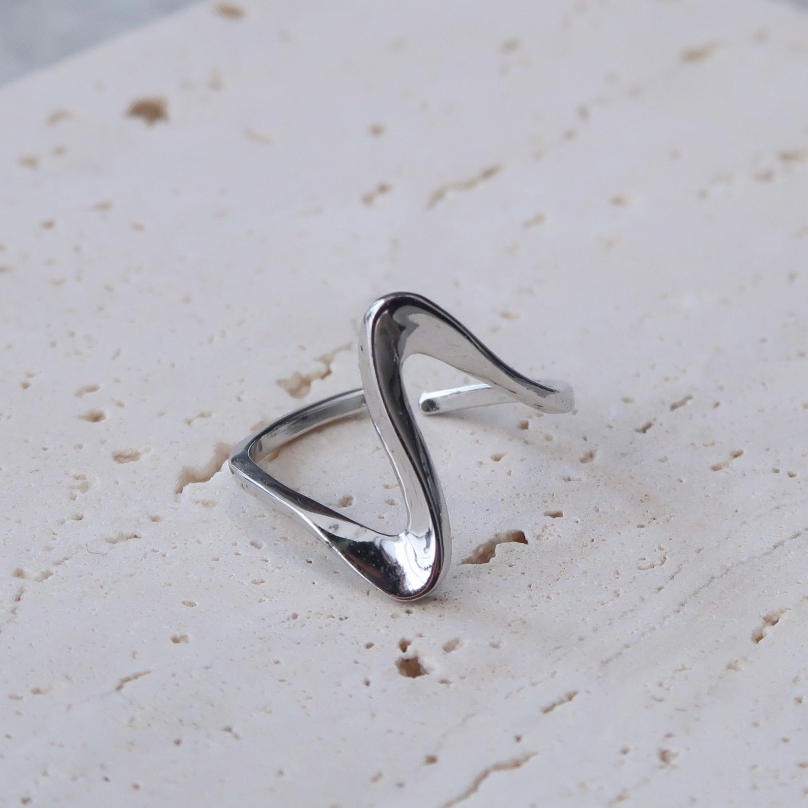 Sterling Silver Ocean Wave Ring – Adjustable Stacking Band - Etsy