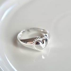 chunky heart ring - sterling silver heart ring, chunky statement ring, dome ring, minimalistic, y2k trendy viral ring, big ring, aesthetic