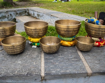 Singing bowls set of 7 Hand beaten singing bowl sets for meditation bowl mindfulness spiritual practice buddha mantra bowl set peace bowl