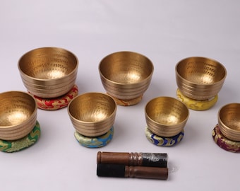 Handbeaten Singing Bowl Set: 7 Chakra Healing Bowls from Nepal
