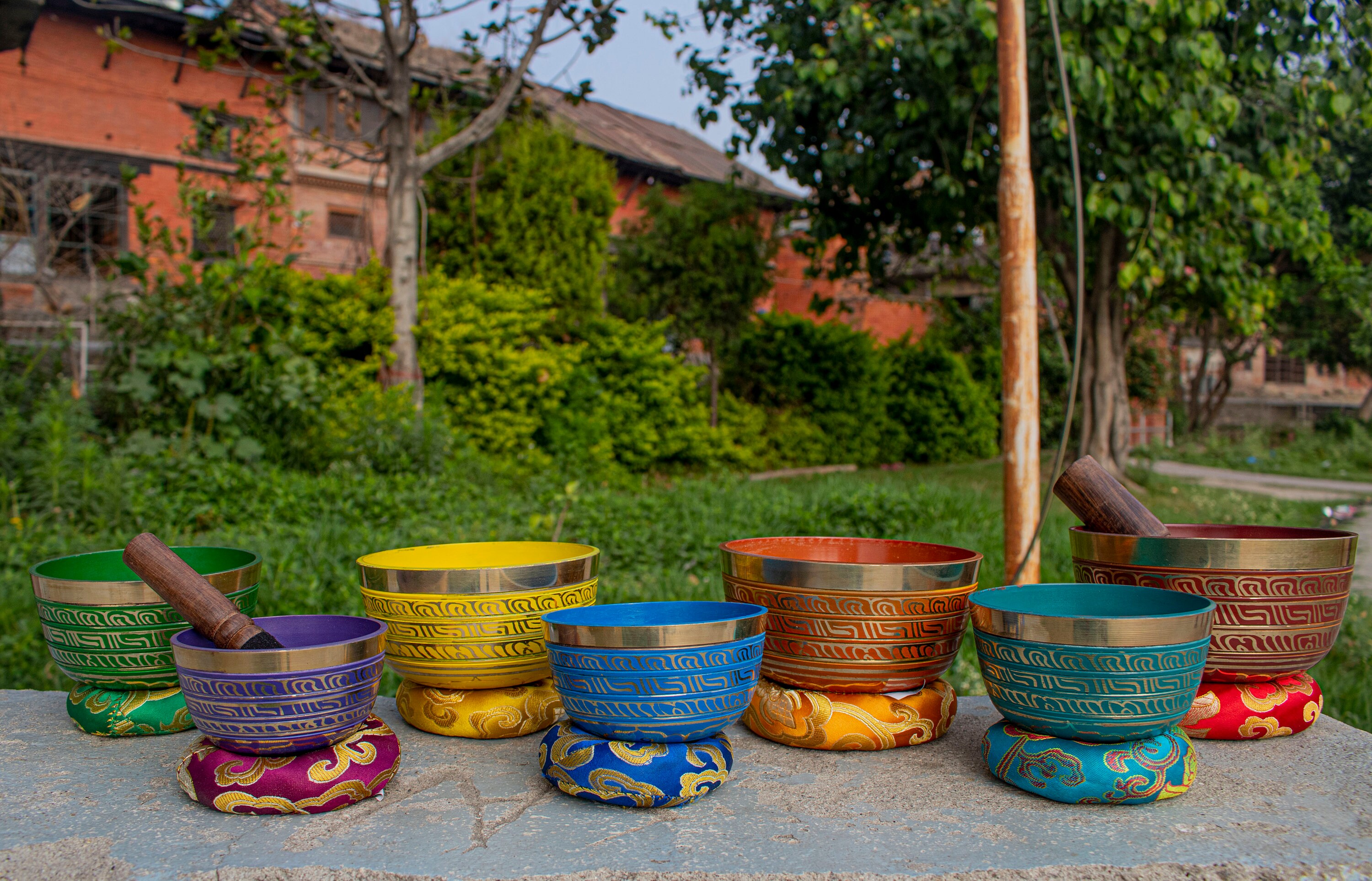Colorful Singing Bowl Set of Seven Singing Bowls for Sound Etsy
