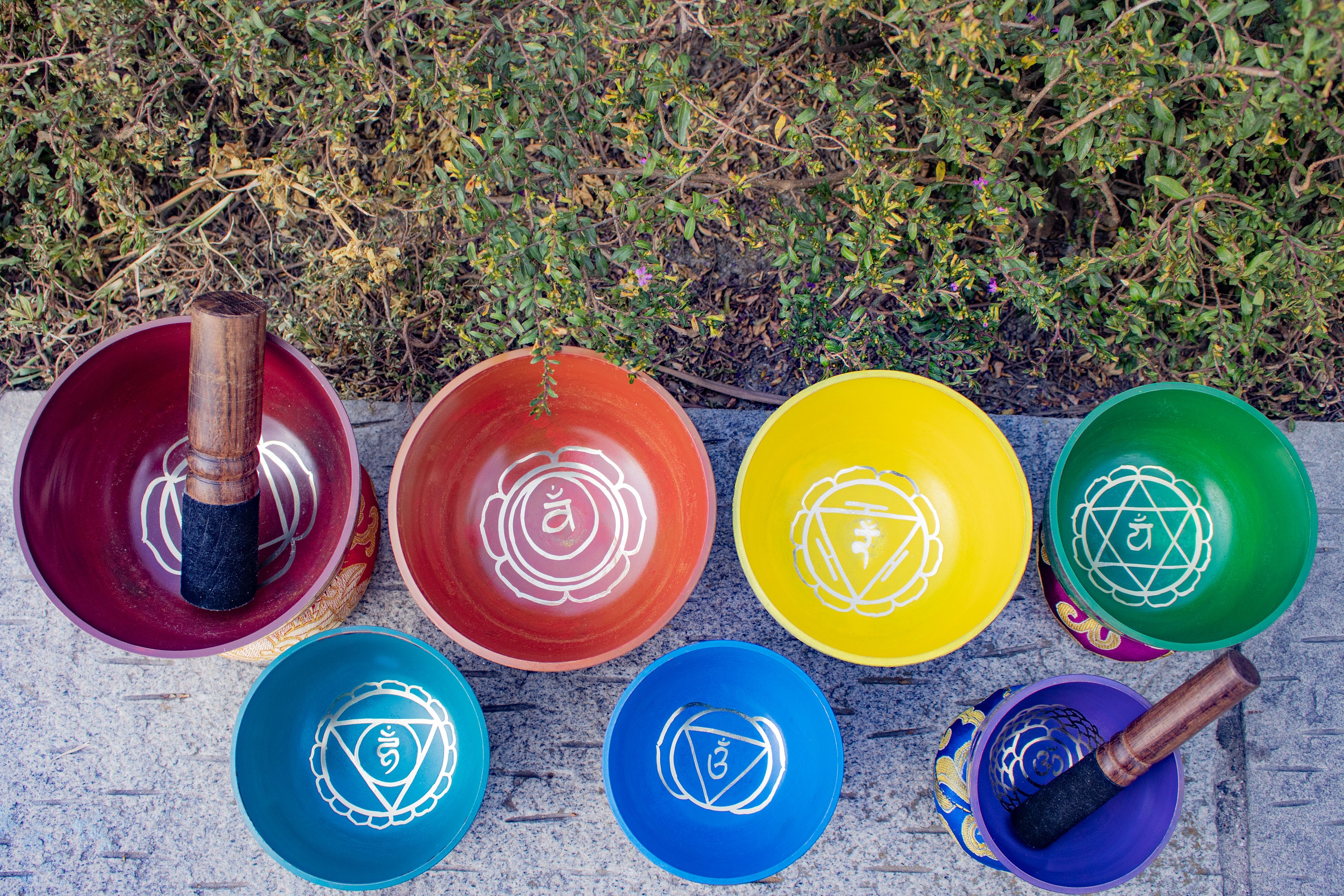 Colorful Singing Bowl Set of Seven Singing Bowls for Sound Etsy