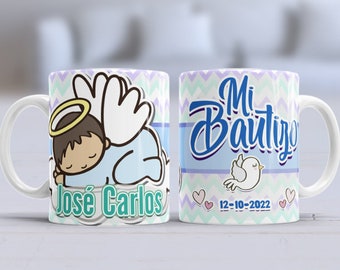 PNG Editable Boy Christening Template for 11 oz cups