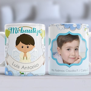 PSD Plantilla Editable de Bautizo Niño para taza 11 onz