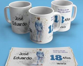 PNG Editable Template Souvenir 18 years light blue color - New for 11 oz cups