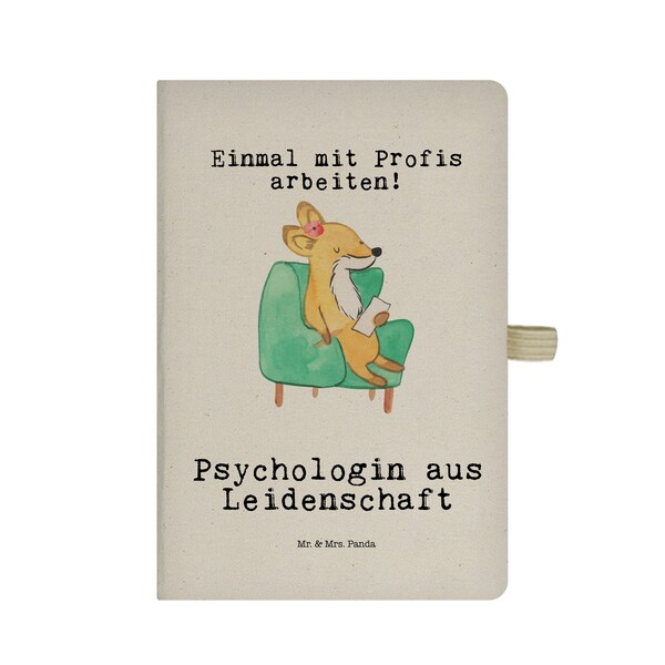 DIN A6 Baumwoll Notizbuch Psychologin aus Leidenschaft - Geschenk, Kollegin, Eintragebuch, Notizheft, Journal, Arbeitskollege, Rente,