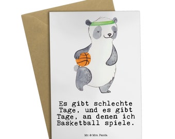 Grußkarte Panda Basketball Tage - Geschenk, Klappkarte, Gewinn, Glückwunschkarte, Auszeichnung, Basketball Verband, Geburtstagskarte,