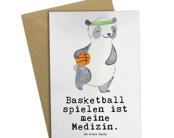 Grußkarte Panda Basketball Medizin - Geschenk, Danke, Hochzeitskarte, Geburtstagskarte, Einladungskarte, Glückwunschkarte, Sportart, Hobby,