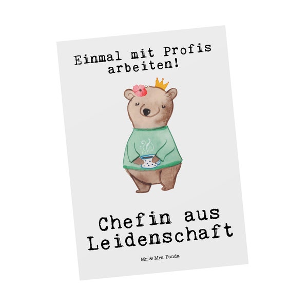 Postkarte Chefin aus Leidenschaft - Geschenk, Einladung, Wellness, Grußkarte, Ansichtskarte, Königin, Geschenkkarte, Kaffeepause, Beruf,