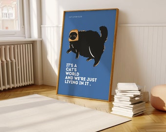 Funny Cat with Toast Poster: Quirky Pet Wall Art