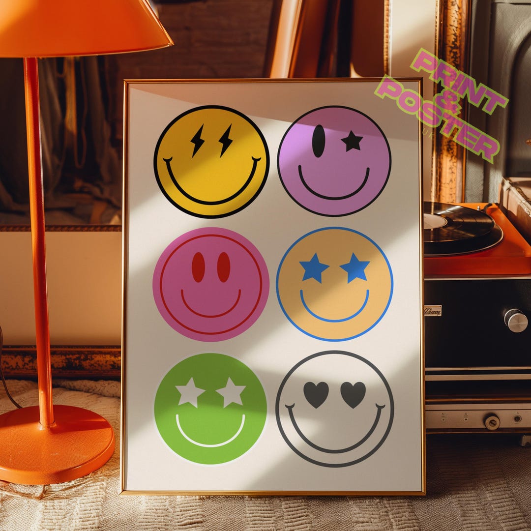 Colorful Smiley Face Poster: Happy Wall Art - Etsy