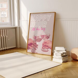 Cartel de hora feliz, impresión de hora feliz, cartel de cocina, cartel de cóctel