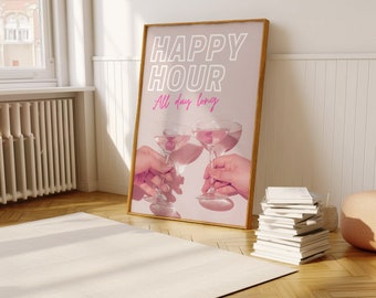 Happy Hour Cocktail Art Print: Kitchen Bar Poster
