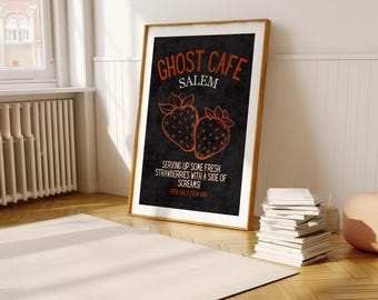 Ghost Cafe Salem Halloween Poster: Autumn Decor