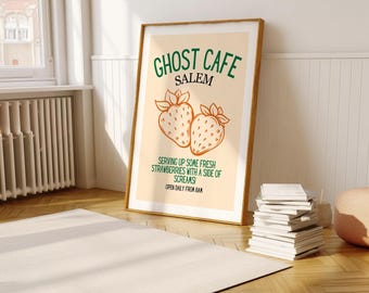 Ghost Cafe Salem Halloween Poster: Spooky Autumn Decor