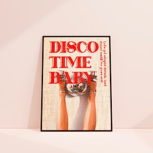 Disco time distressed effect poster/ Wall art/ Art print