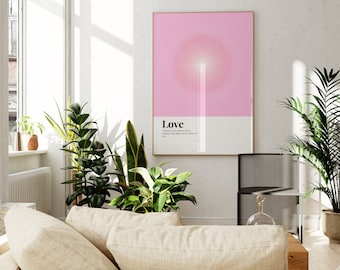 Love Definition Poster: Minimalistisk rosa väggkonst