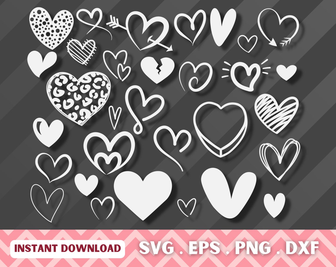 31 Heart Svg Bundle Hand Drawn, Doodle Heart Svg, Hearts Svg Png, Open ...
