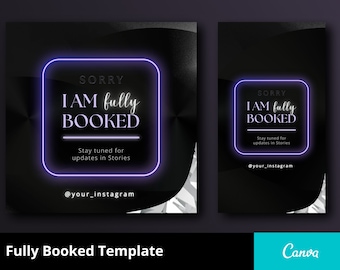I Am Fully Booked Social Media Posts, DIY Flyer Template Design, Instagram Post, Lashes Hair Flyers, Pink IG Post Templates, Business Posts
