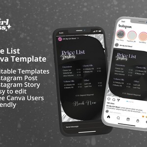 Price List Template DIY Lash Price List Flyer Template Hair Price list Canva Template Printable Pricing Guide Sheet Nails Price list