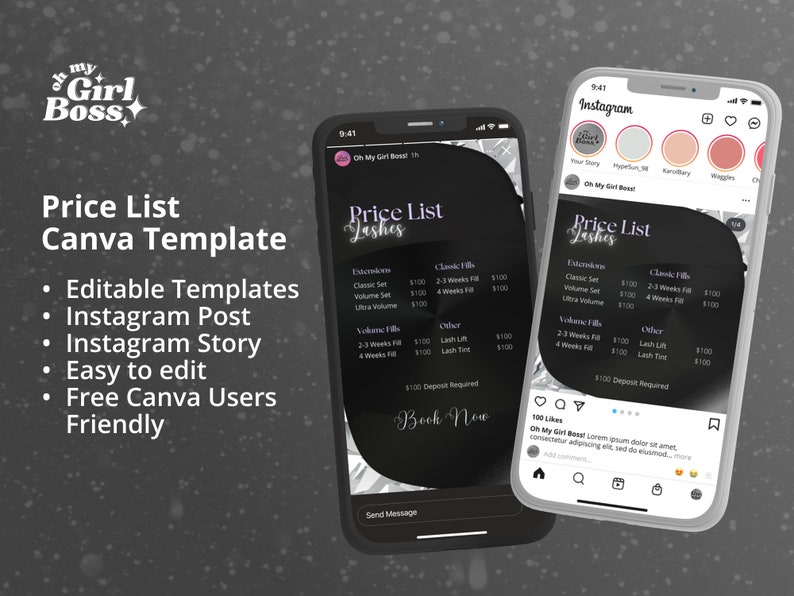 Price List Template DIY Lash Price List Flyer Template Hair Price list Canva Template Printable Pricing Guide Sheet Nails Price list