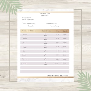 Daycare Tax Statement / End of Year / Tuition Report / For Parents / Provider / Home Daycare / Childcare / Nannies / Invoice record payments