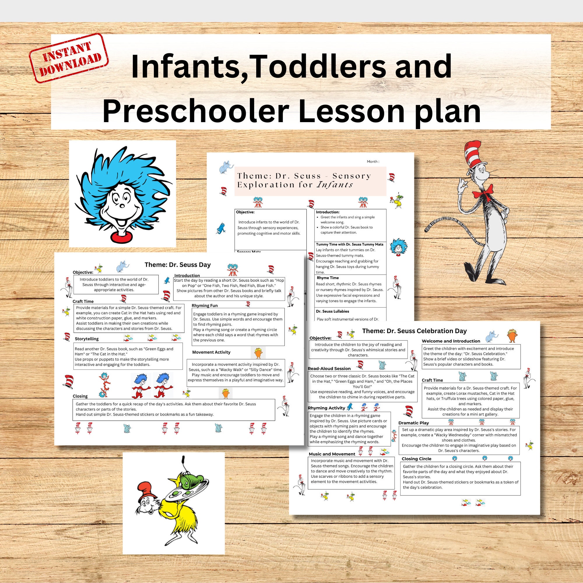 Dr Seuss Bundle Lesson Plan for Infants, Toddlers and Preschoolers Etsy