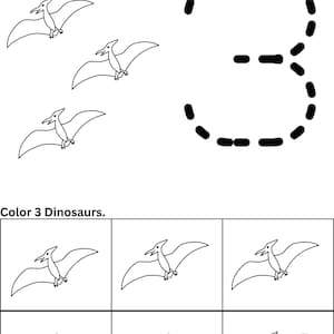 Dinosaurs Number Tracing and Color Practice Printable/preschool/daycare ...