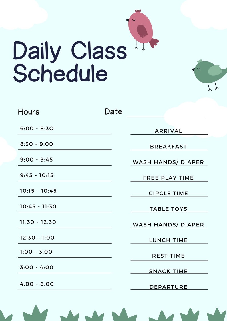 EDITABLE Daily Schedule Cards Daycare Bulletin Board Posters Nannies ...