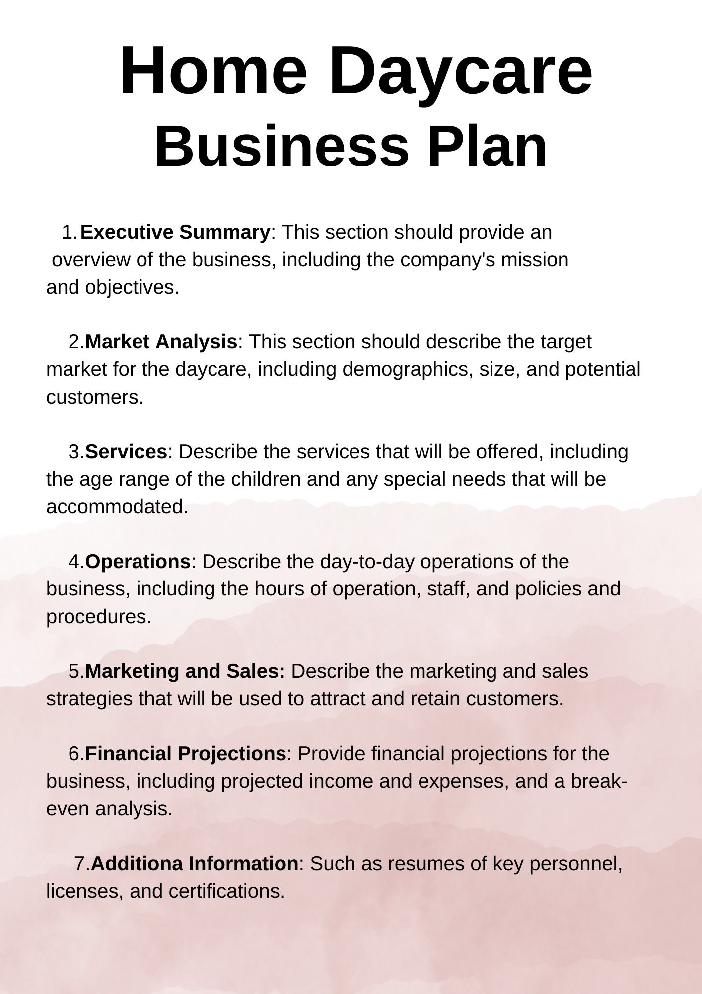 child care business plan target market