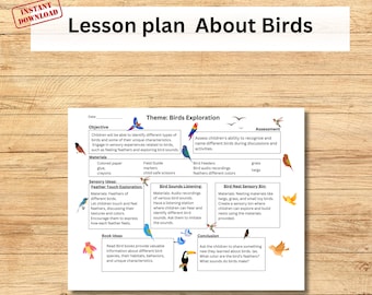 complete lesson plan about Birds for ages 2-5