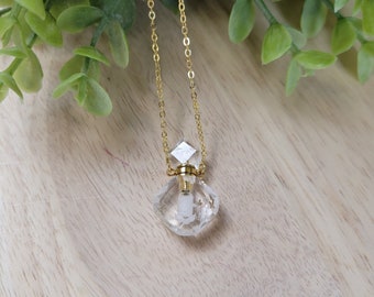 Gemstone Faceted Mini Perfume Bottle Necklace