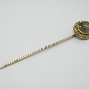 Antique 15ct Gold Mourning Locket Tie Lapel Cravat Stock Pin c1850